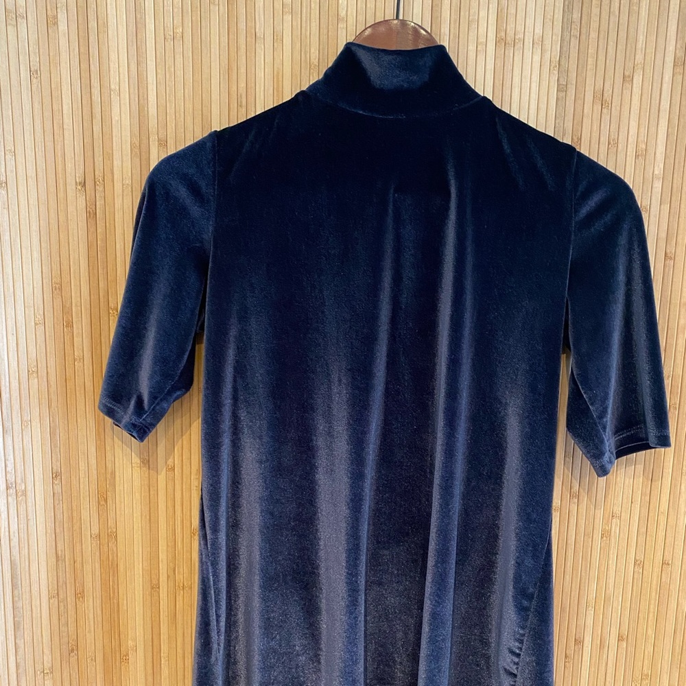 Mock neck velvet short sleeved blouse